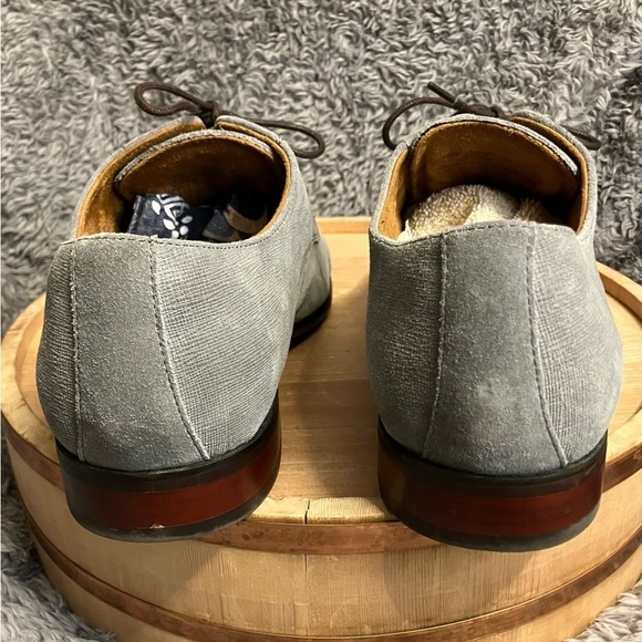 EUC Florsheim Angelo Cap-Toe Oxfords Lace-Up Shoes Grey Suede Leather Sz 12D